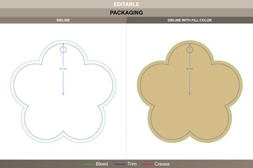 Custom dimensions cloud shaped ring tag cards dieline structured with vector mapping refining printing definition packaging form die line curve ensures soft cloud contour look