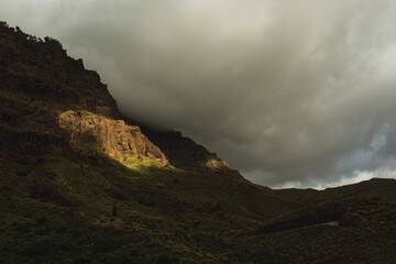 Dramatic Mountain Landscape Under Cloudy Sky