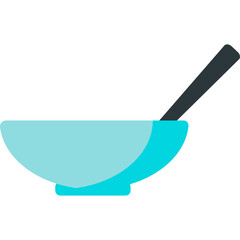A Simple Cyan Bowl With A Dark Gray Spoon On A White Background Isolated Minimalist Object Representing Food And Dining