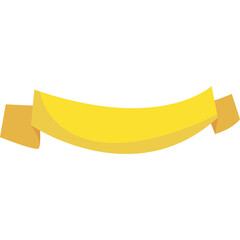 A Simple Yellow Ribbon Banner With Curled Ends On A White Transparent Background Perfect For Text And Design Elements