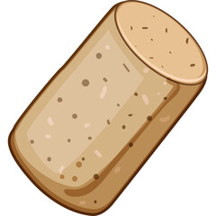 A Single Brown Wine Cork Stopper With Visible Grain Texture and Small Pores Isolated on a Transparent Background Detailed Pixel Art Illustration