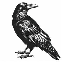 Fototapeta premium Illustration of Crow on White Background.
