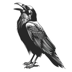 Fototapeta premium Illustration of Crow on White Background.