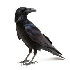 Obraz premium Illustration of Crow on White Background.