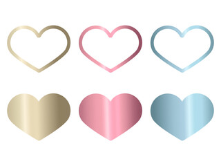 メタルカラーのハートフレームのセット