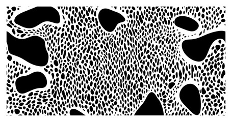Abstract organic cell pattern – black and white biomorphic cutout texture vector background