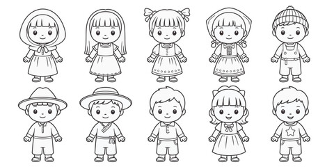 Charming vector illustration of diverse children characters for scalable design projects vector