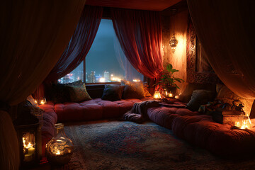 Cozy Intimate Meditation Nook for Relaxation Apps