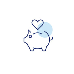 Piggy bank and heart, trusted savings and investments. Payments and finances. Pixel perfect, editable stroke vector icon