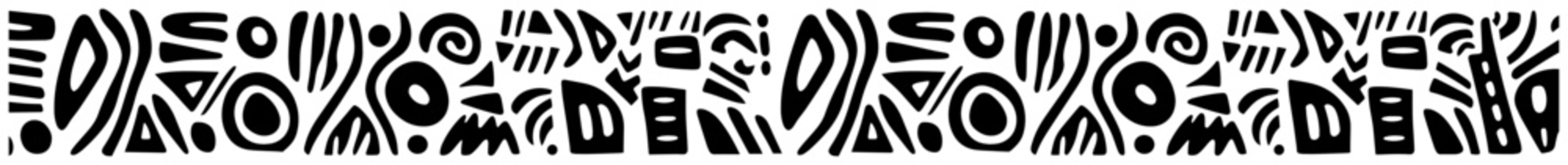 Abstract tribal pattern with ethnic symbols vector background hand drawn seamless border illustration