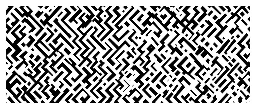 Geometric maze labyrinth pattern with bold angular interlocking lines seamless vector background