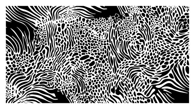 Psychedelic abstract animal skin seamless pattern vector illustration with mixed leopard spots and zebra stripes