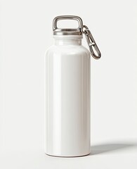 White metal water bottle with carabiner