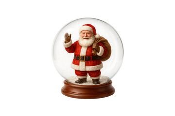Santa Claus in Snow Globe Isolated on Transparent Background
