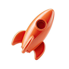 Orange rocket, stylized, toy-like