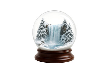 Winter Waterfall Snow Globe Isolated on Transparent Background