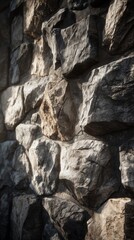 Textured Stone Wall with Strong Grain and Natural Lighting Effects