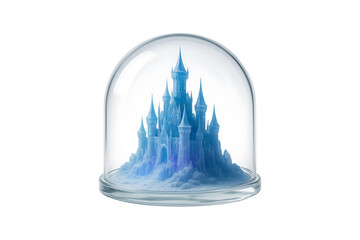 Ice Castle Fantasy Snow Globe Isolated on Transparent Background