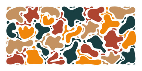 Abstract colorful organic smooth flowing shapes, bubbles. Minimalistic design. Vector illustration.