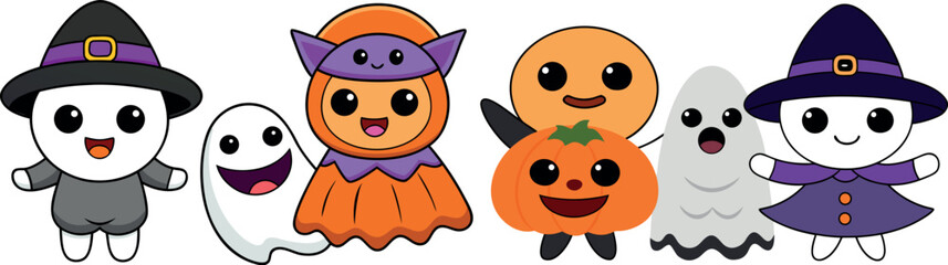 kids in pumpkin costume, halloween children illustration, pumpkin head cartoon, party kids vector, spooky cute illustration, fall festival clipart, smiling pumpkin design, halloween trick or treat vec