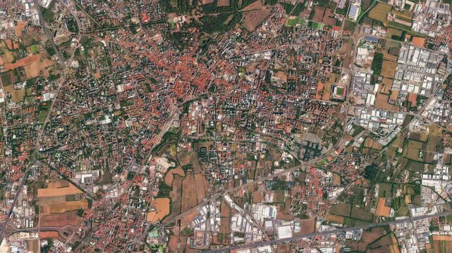 aerial drone flight to the monza racetrack, Autodromo Nazionale Monza