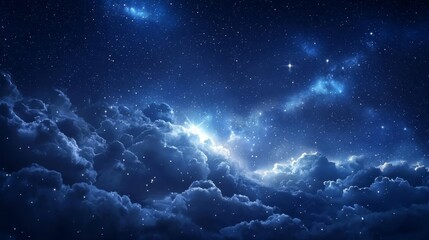 Stunning night sky featuring a blend of clouds and stars.