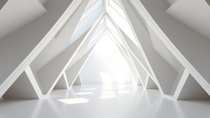 Fototapeta premium Minimalist 3D architectural structure composed of geometric shapes with clean precise lines.