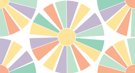 Pastel radial sunburst pattern with rays from central circle on white background