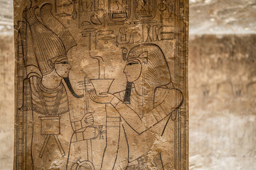 Detail of Unfinished Sketch of Pharaoh Making an Offering in Valley of the Kings Tomb