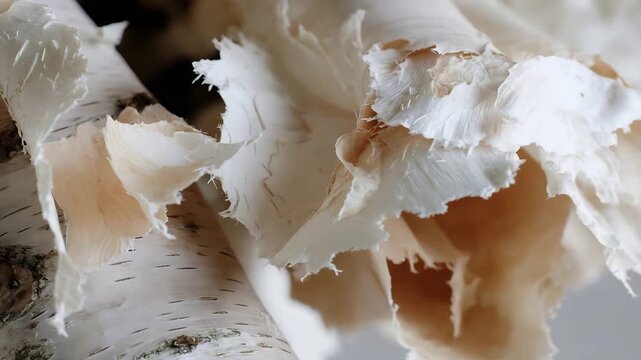 Close up of a Birch Trees Peeling Bark, Showcasing its Unique Natural Textures.