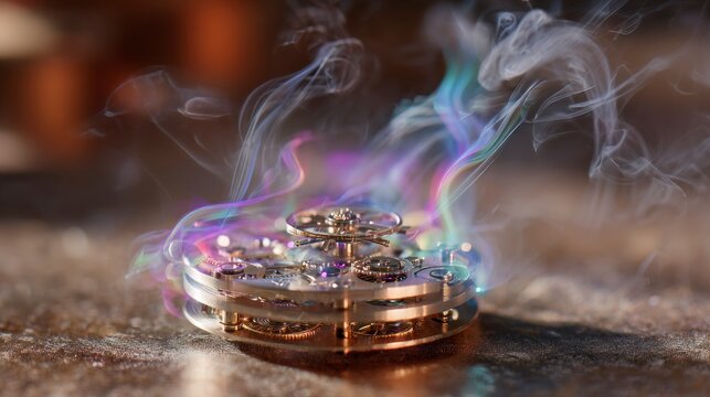Detailed watch mechanism burning