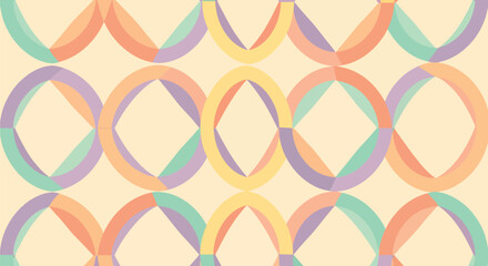 Abstract watercolor pattern of interlocking circles in pastel shades on light background