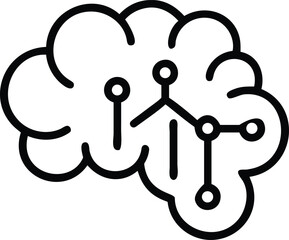 Line art cloud connected with circuits representing data storage, cloud computing, digital networks, and technology innovation