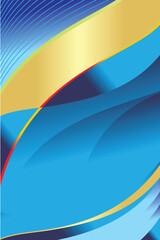 Dynamic Blue and Gold Abstract Flowing Luxury Background Design
