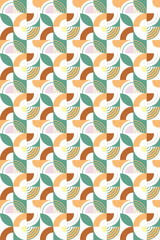 Abstract Geometric Semicircle Pattern with Mid-Century Modern Retro Colors
