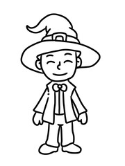 line color happy boy with wild clothes illustration