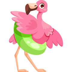 Whimsical Pink Flamingo With Green Egg Shape Attached To Its Body On A Transparent Background