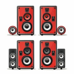 Fototapeta premium Red speaker set for home audio system
