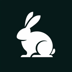 Clean rabbit shape logo on black background, perfect for wellness, health, and natural beauty brands.
