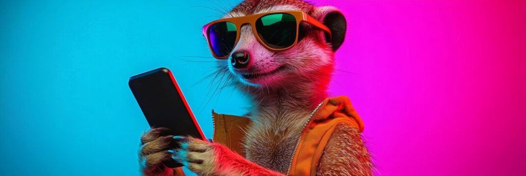 Interactive meerkat in shades embodies fun and energy.