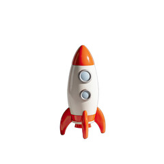 Cartoon rocket, orange and white, simple design, isolated