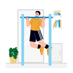 Boy doing pull ups Illustration
