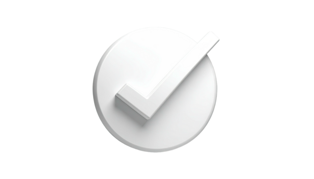 White checkmark on a white circle, isolated on black background