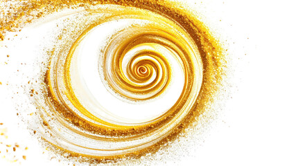 Golden spiral with white, abstract, centered on dark field