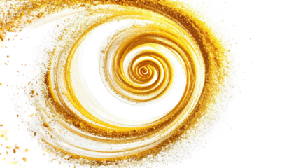 Golden spiral with white, abstract, centered on dark field