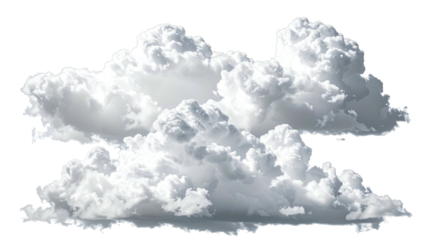 Cumulus clouds, fluffy and white, isolated on black