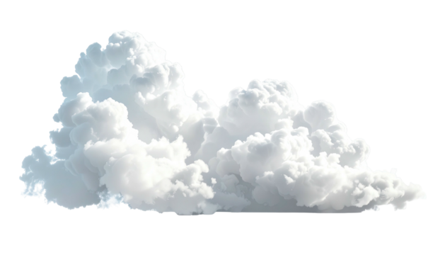 Fluffy, cumulus cloud, light and white, isolated against black