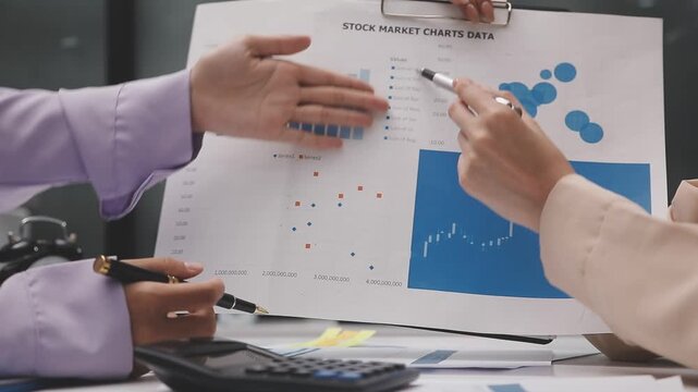 Finances Saving Economy concept. Female accountant or banker use calculator.
