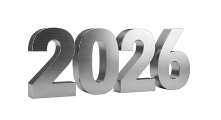 New year 2026 text on transparent background, PNG