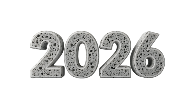 New year 2026 text on transparent background, PNG
